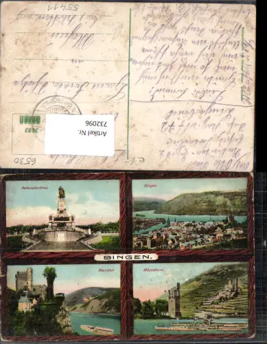 732096 Mehrbild AK Bingen a. Rhein Nationaldenkmal Mäuseturm Rheinstein