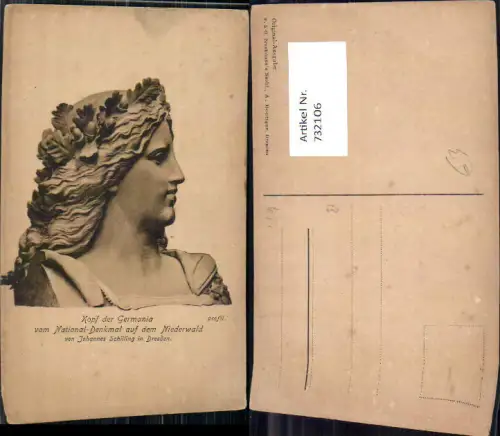 732106 Kopf der Germania Nationaldenkmal Niederwald b. Rüdesheim a. Rhein Profil