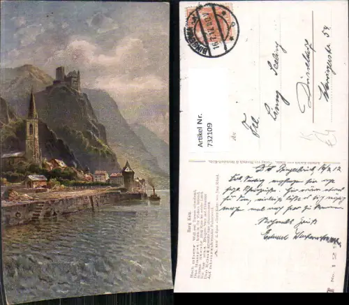 732109 Künstler AK Jörg Ritzel Burg Katz St Goarshausen