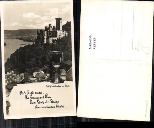 732112 Fotomontage Schloss Stolzenfels a. Rhein Koblenz Wein Weinglas Spruch Text