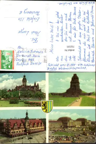 732131 Mehrbild AK Leipzig Neues Rathaus m. Völkerschlachtdenkmal Altes Rathaus Hauptbahnhof