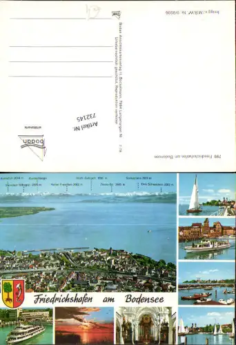 732145 Mehrbild AK Friedrichshafen am Bodensee Schiffe Segelboot Kirche Inneres LK Bodensee