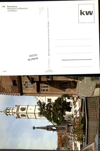 732293 Ravensburg Marienplatz mit Blaserturm u. Rathaus