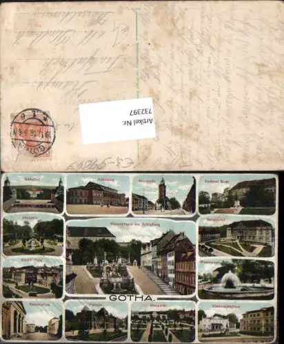 732397 Mehrbild AK Gotha Wasserkünste Schlossberg Neumarkt Postamt Krematorium