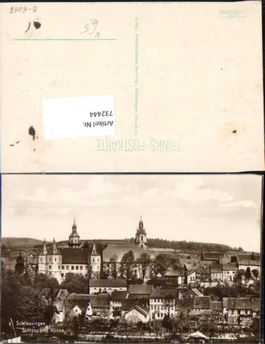732444 Schleusingen Schloss Kirche Totale pub Trinks-Postkarte Foto-AK