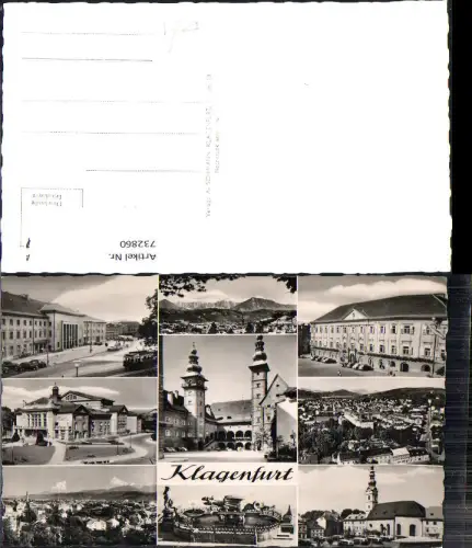732860 Mehrbild AK Klagenfurt Ansichten Lindwurmbrunnen Theater Straßenbahn