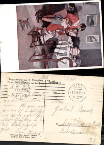 732903 Künstler Brynolf Wennerberg Kriegspostkarte Frau Kinder K.D. Feldpost Kiel Magdeburg