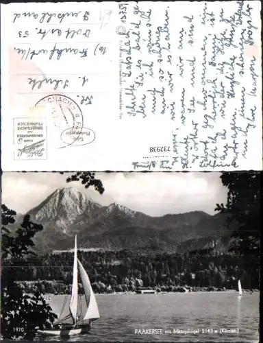732938 Foto AK Faakersee mit Mittagskogel Segelboot Finkenstein am Faaker See