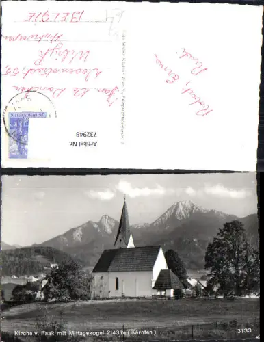 732948 Foto AK Kirche von Faak mit Mittagskogel Finkenstein am Faaker See