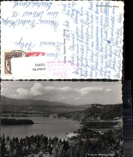 732953 Foto AK Faakersee Strand mit Tabor Finkenstein am Faaker See