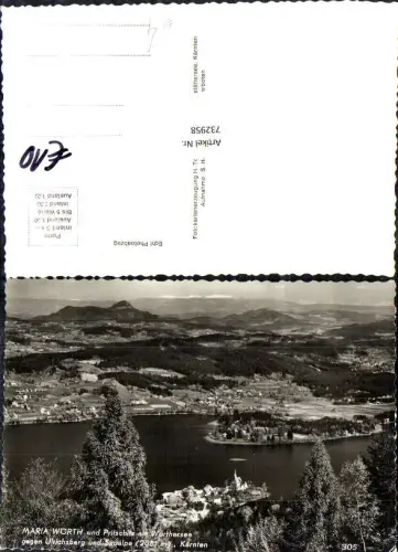 732958 Foto AK Maria Wörth u. Pritschitz am Wörthersee geg. Ulrichsberg u. Saualpe