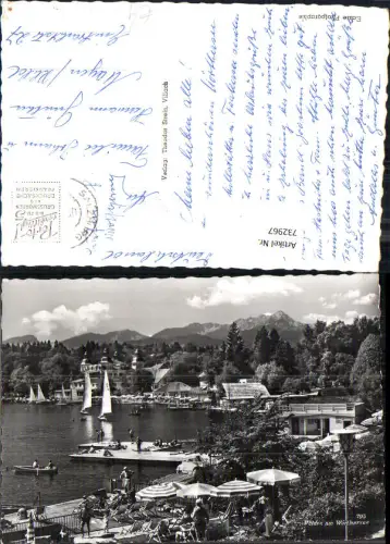 732967 Foto AK Velden a. Wörthersee Badestrand mit Blick auf Schlosshotel