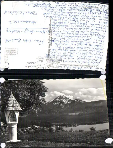 732980 Foto AK Faakersee mit Mittagskogel Villach Wegkreuz Egger Marterl