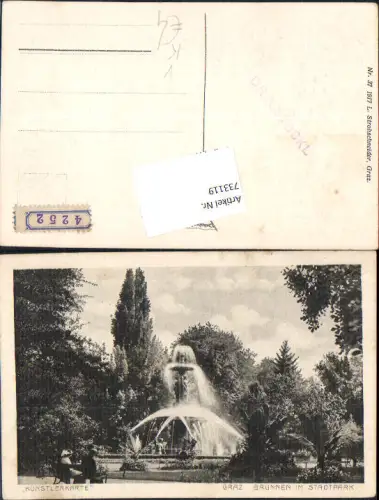 733119 Graz Künstlerkarte Brunnen im Stadtpark pub Strohschneider 37
