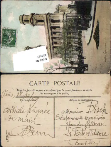 733163 Stempel-unsortiert Paris n. La Ferte Vidame Eure et Loir