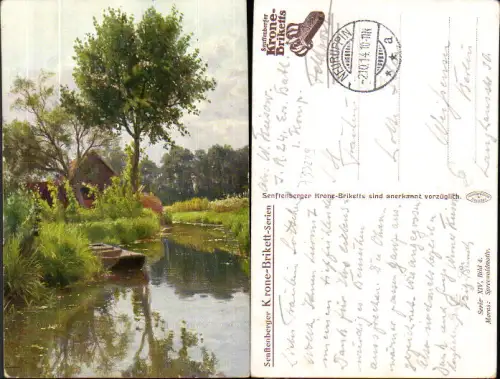 733229 Spreewald Lübbenau Reklame AK Senftenberger Krone Brikett Serien Stp. Neuruppin Feldpost