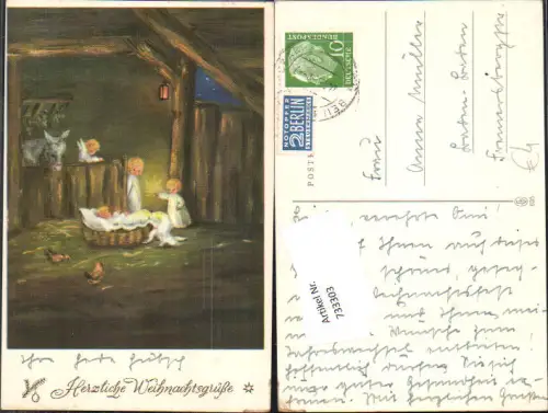 733303 Künstler AK Weihnachten Engel Krippe Weihnachtskippe