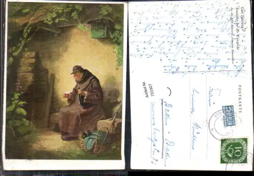 733307 Künstler AK Carl Spitzweg Einsiedler Weinprobe Wein