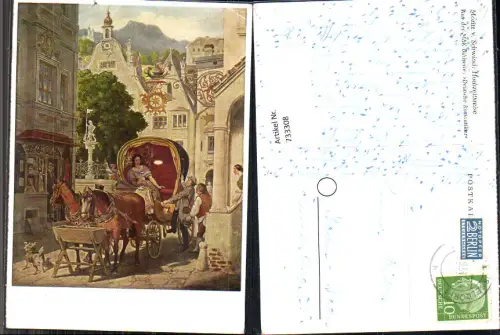 733308 Künstler AK Moritz Schwind Hochzeitsreise Kutsche Pferde