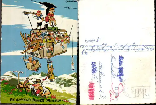733434 Scherz Humor Scherzkarte Stp. Lenzing Gondel Seilbahn
