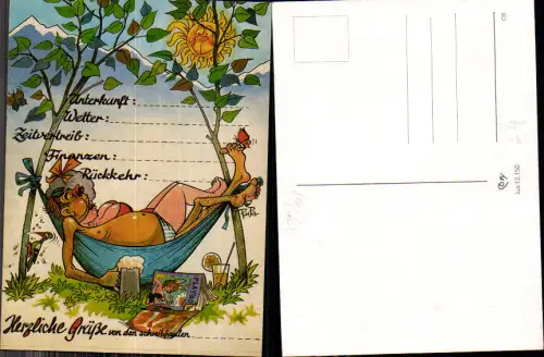 733448 Scherz Humor Scherzkarte RUPA Hängematte Schreibfaulheit