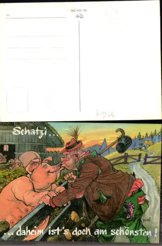 733459 Scherz Humor Scherzkarte Purzi Ferkel Schwein Kuss Mann Betrunkener