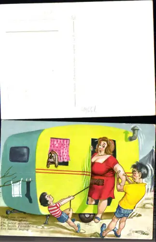 733462 Scherz Humor Scherzkarte Wohnwagen Camping Frau Mann Kind