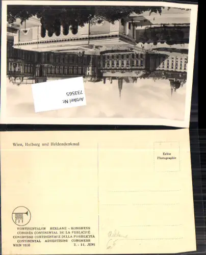 733565 Reklame Kontinentaler Reklame Kongress Wien 1938