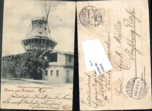 733654 Gruss aus Potsdam Sanssouci Windmühle Mühle 1900