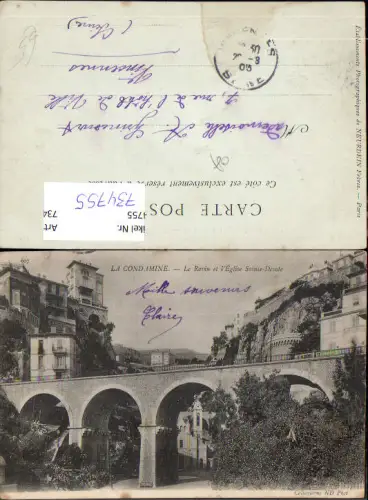 734755 Monaco Monte-Carlo Le Ravin et l Eglise Sainte-Devote Viadukt Brücke Kirche