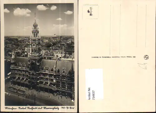 734837 Foto AK München Munich Neues Rathaus mit Marienplatz