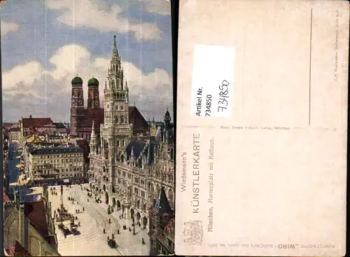734850 Künstler AK München Munich Marienplatz mit Rathaus pub Wiro 2163
