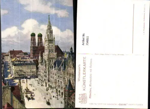 734851 Künstler AK München Munich Marienplatz mit Rathaus pub Wiro 2163