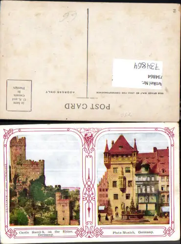 734864 Mehrbild AK München Munich Platz Castle Soonick on the Rhine Burg