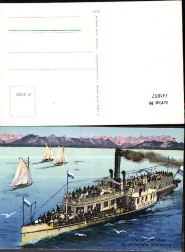 734897 Starnberger See Salondampfer Starnberg Schiff Dampfer Segelboote pub Ottmar Zieher Z 4320