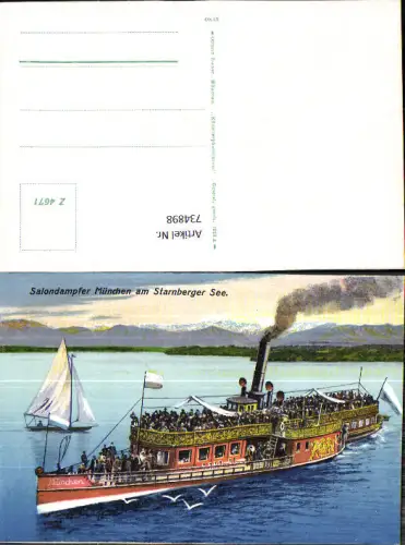 734898 Salondampfer München am Starnberger See Starnberg Schiff Dampfer Segelboot pub Ottmar Zieher Z 4671