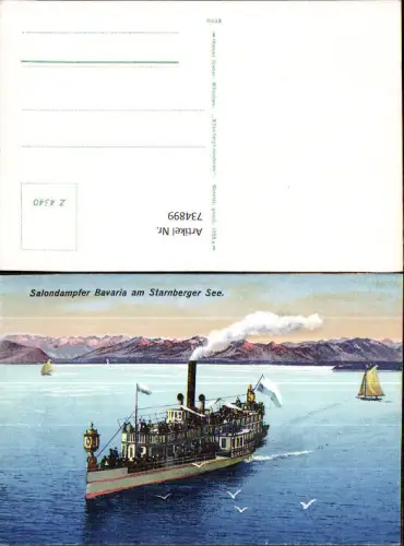734899 Salondampfer Bavaria am Starnberger See Starnberg Dampfer Schiff Segelboote pub Ottmar Zieher Z 4640