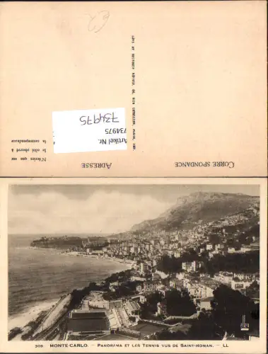 734975 Monaco Monte-Carlo Panorama et les Tennis vus de Saint-Roman