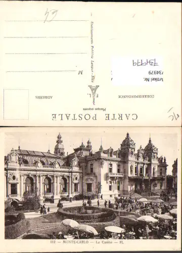 734979 Monaco Monte-Carlo Le Casino Ansicht