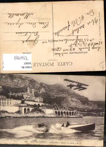 734987 Monaco Monte-Carlo Hydroplane et Racers en course Wasserflugzeug Sportboot Boot