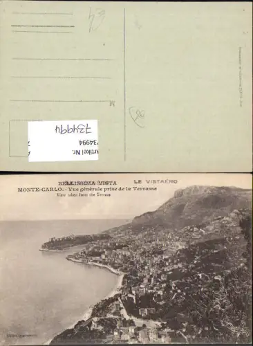 734994 Monaco Monte-Carlo Vue generale prise de la Terrasse