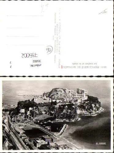 735002 Foto AK Monaco Monte-Carlo Le rocher et le stade Felsen mit Palast Küste