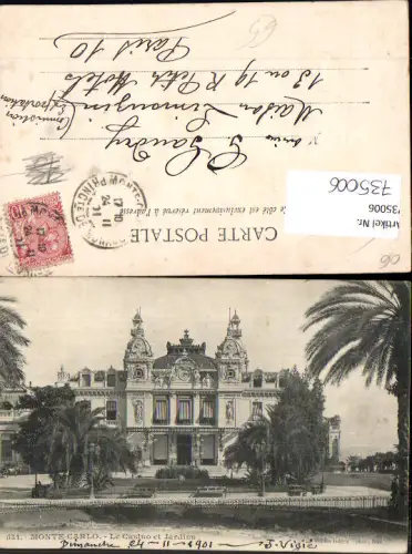 735006 Monaco Monte-Carlo Le Casino et Jardins Palmen