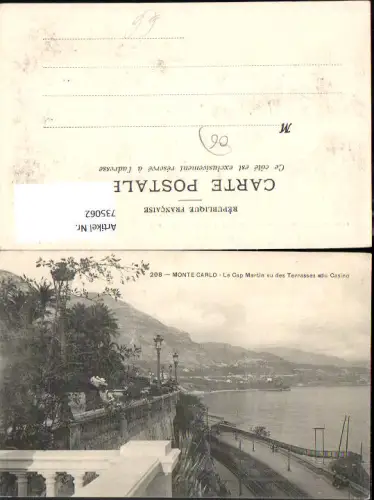735062 Monaco Monte-Carlo Le Cap Martin vu des Terrasses du Casino Schienen Eisenbahn