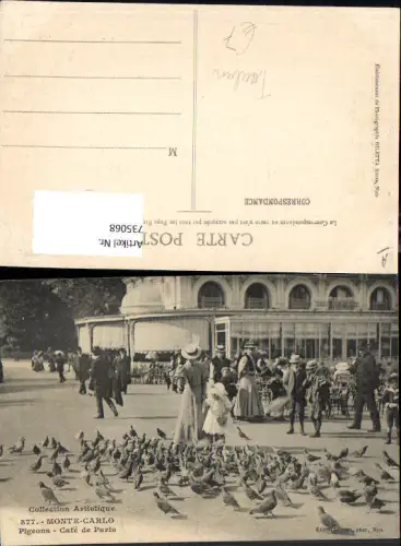 735068 Monaco Monte-Carlo Pigeons Cafe de Paris Tauben Frau Kind am Füttern