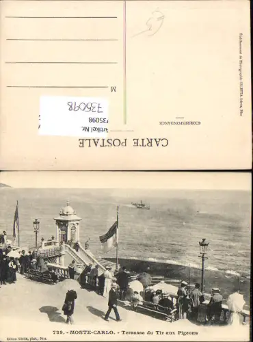 735098 Monaco Monte-Carlo Terrasse du Tir aux Pigeons Schiff Dampfer