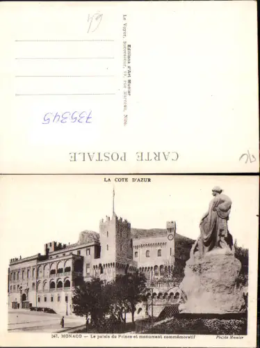 735345 Monaco Monte-Carlo Le Palais du Prince et monument commemoratif La Cote d Azur