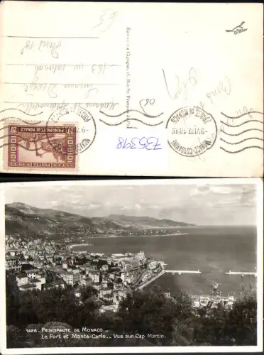 735398 Foto AK Monaco Le Port et Monte-Carlo Vue sur Cap Martin