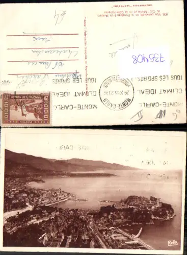 735408 Monaco Monte-Carlo Vue generale de la Principaute Cap Martin et de la Cote italienne