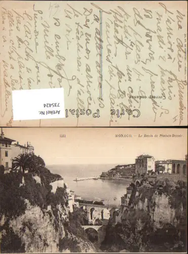735424 Monaco Monte-Carlo Le Ravin de Sainte-Devote Viadukt Brücke Eisenbahn Dampflok
